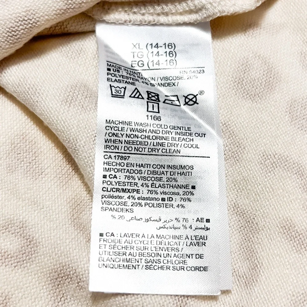 Old Navy Girls Cozy Knit Leopard Print Long Sleeve - Cream, Size XL (14-16)